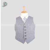 Arrochar Wool Tweed Vest In Light Grey Tartan Vests